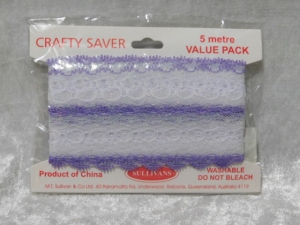 Feather Edge Eyelet Lace Pack of 5m Iridescent White/Lilac